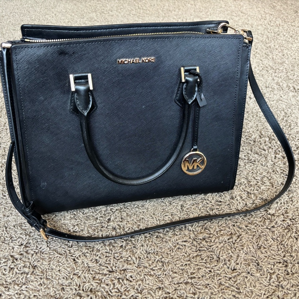 Michael Kors Black Leather Tote Bag